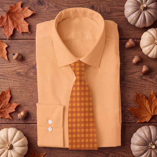 Klassischer Kürbis Herbst Gingham Karo Krawatte