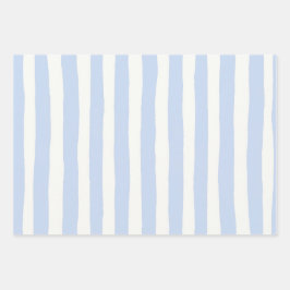 Klassischer Küsten-Handbemalter Streifen Geschenkpapier Set