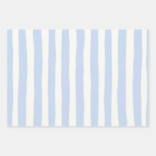 Klassischer Küsten-Handbemalter Streifen Geschenkpapier Set