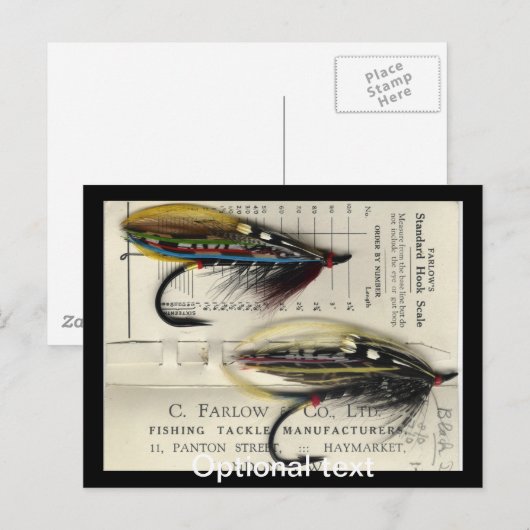 Klassischer Lachs Fly auf Karte (Vorne/Hinten)