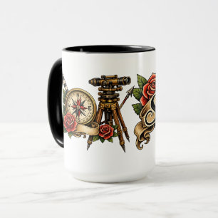 Klassischer Landvermesser-Tattoo  Tasse