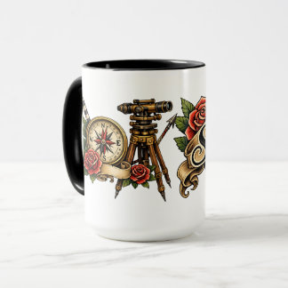 Klassischer Landvermesser-Tattoo  Tasse