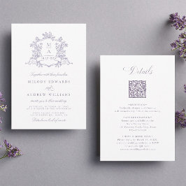 Klassischer Lavendel-Blumenkamm-Hochzeits-All-in-O Einladung