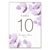 Klassischer Lavendel-Eukalyptus-Glitzer-Hochzeitst Tischnummer (Rückseite)
