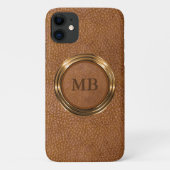 Klassischer LederLook Monogramm-Stil Case-Mate iPhone Hülle (Rückseite)