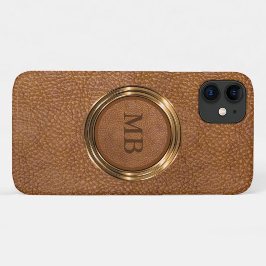 Klassischer LederLook Monogramm-Stil Case-Mate iPhone Hülle (Rückseite (Horizontal))