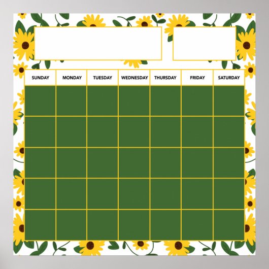 Klassischer Lehrkalender für Sonnenblumen Poster (Vorne)