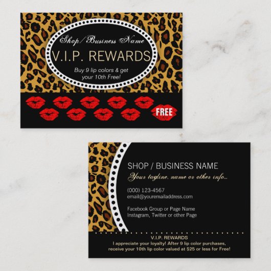 Klassischer Leopard-Druck - rote Treuekarte (Vorne/Hinten)