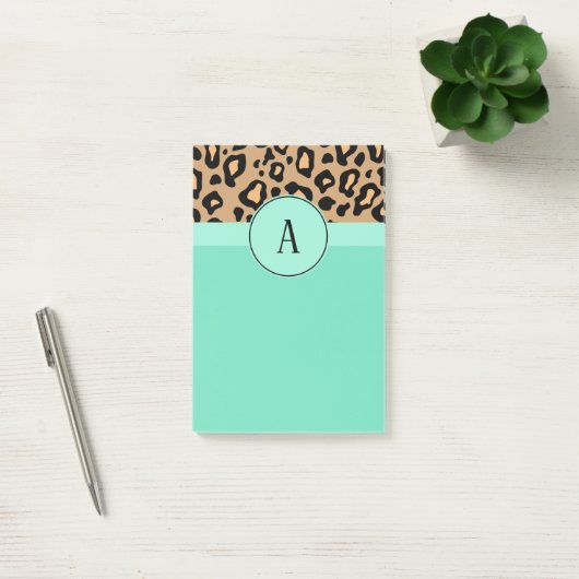 Klassischer Leopard Mit Monogramm Post It Notes Post-it Klebezettel (Büro)