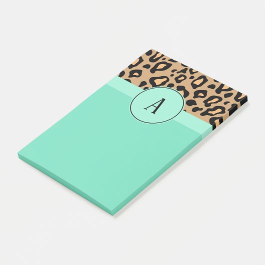 Klassischer Leopard Mit Monogramm Post It Notes Post-it Klebezettel (angewinkelt)