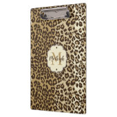 Klassischer Leopard Print Custom Monogram Name Klemmbrett (Links)