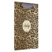 Klassischer Leopard Print Custom Monogram Name Klemmbrett (Rechts)