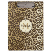 Klassischer Leopard Print Custom Monogram Name Klemmbrett (Vorderseite)