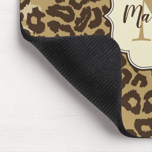 Klassischer Leopard Print Custom Monogram Name Mousepad (Ecke)