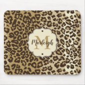 Klassischer Leopard Print Custom Monogram Name Mousepad (Vorne)