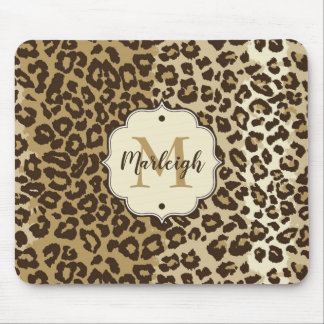 Klassischer Leopard Print Custom Monogram Name Mousepad