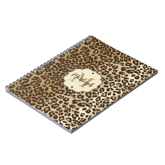 Klassischer Leopard Print Custom Monogram Name Notizblock (Linke Seite)