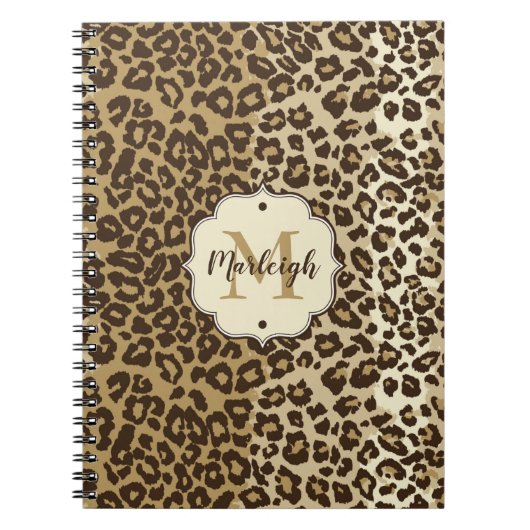 Klassischer Leopard Print Custom Monogram Name Notizblock (Vorderseite)