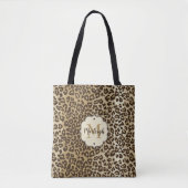 Klassischer Leopard Print Custom Monogram Name Tasche (Vorderseite)