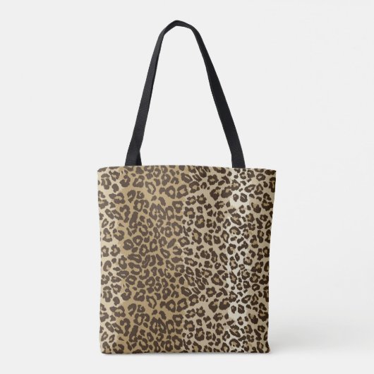 Klassischer Leopard Print Custom Monogram Name Tasche (Rückseite)