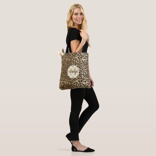Klassischer Leopard Print Custom Monogram Name Tasche (Am Model)