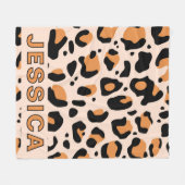 Klassischer Leopardenprint Orange Schwarz Fleecedecke (Vorderseite (Horizontal))