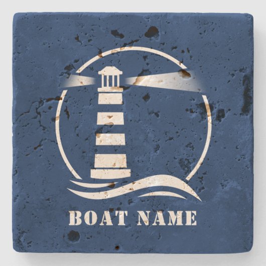Klassischer Leuchtturm mit dem Namen Ihres Bootes Steinuntersetzer (Vorderseite)