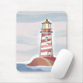 Klassischer Leuchtturm | Ozean Küstenwasserfarbe Mousepad (Mit Mouse)