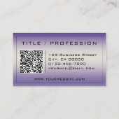 Klassischer Lila Farbverlauf mit QR-Code Stilvoll Visitenkarte (Rückseite)
