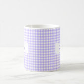 Klassischer lila Gingham mit personalisiertem Name Kaffeetasse (Mittel)