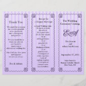 Klassischer Lila Streifen für das Hochzeitsprogram (Vorderseite)