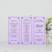 Klassischer Lila Streifen für das Hochzeitsprogram (Stehend Vorderseite)