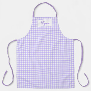 Klassischer lila-weißer Gingham Personalisierter Schürze