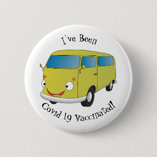 Klassischer limegrüner Van-Cartoon Button