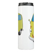 Klassischer Limettengrüner Cartoon Thermosbecher (Rückseite)