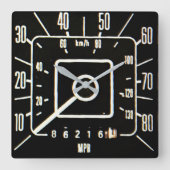 Klassischer Lkw-Geschwindigkeitsmesser der 1970er Quadratische Wanduhr (Vorderseite)