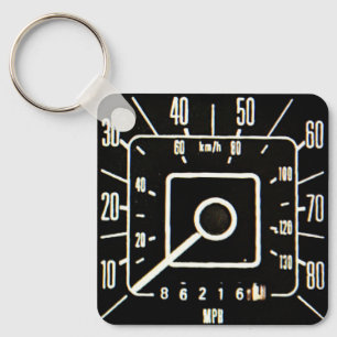 Klassischer Lkw-Geschwindigkeitsmesser der 1970er  Schlüsselanhänger