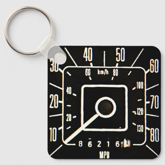 Klassischer Lkw-Geschwindigkeitsmesser der 1970er Schlüsselanhänger (Vorderseite)