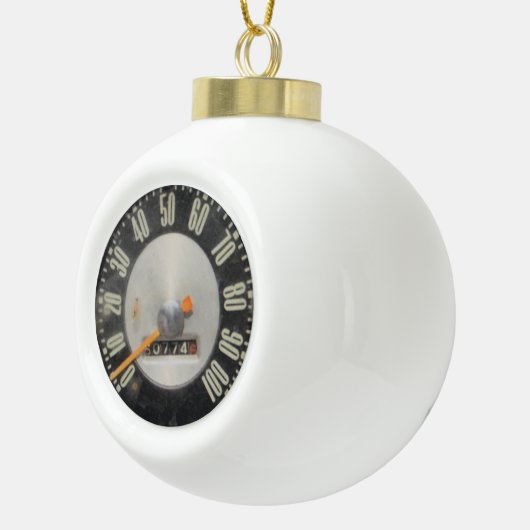 Klassischer Lkw-Geschwindigkeitsmesser der 50er Ja Keramik Kugel-Ornament (Rechts)