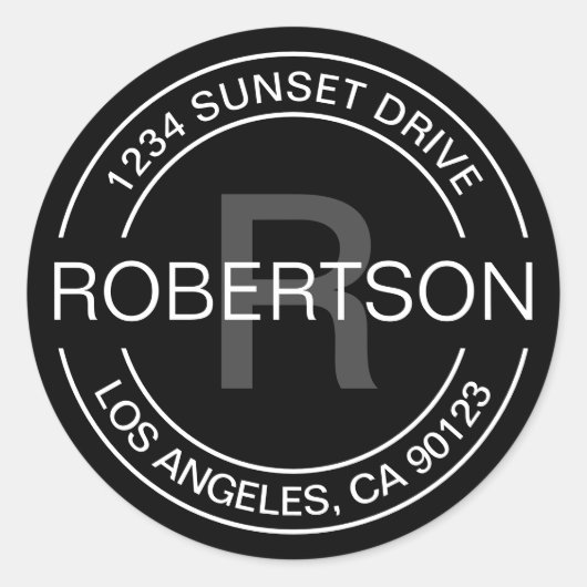 Klassischer Look | Schwarz-weiße und graue Rücksen Runder Aufkleber (Vorderseite)