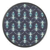 Klassischer Look von blauen Edelsteinen mit glühen Eishockey Puck (Vorderseite)