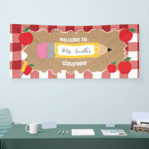 klassischer Look zum zurück zur Schule rot kariert Banner