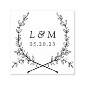Klassischer Lorbeerkranz-Hochzeitsmonogramm Permastempel (Design)