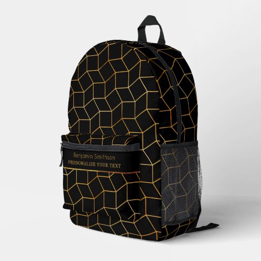 Klassischer Luxus Abstrakt Black Gold Beruflich Bedruckter Rucksack (Rückseitige Ecke Rechts)