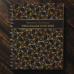 Klassischer Luxus Abstrakt Black Gold Beruflich Planer<br><div class="desc">Modernes abstraktes geometrisches Design mit Namen und Text zum Personalisieren. Hauptfarben dieses eleganten Designs: Schwarz und Gold.</div>