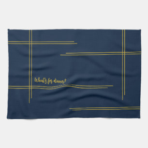 Klassischer Luxus Navy und Gold Abendessen? Geschirrtuch