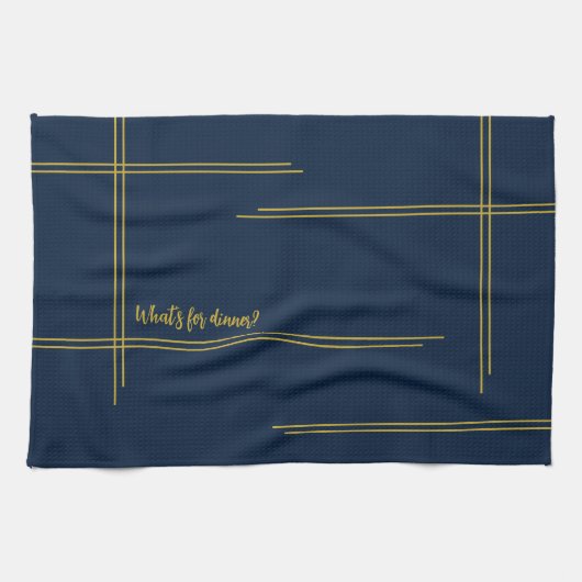 Klassischer Luxus Navy und Gold  Abendessen? Geschirrtuch (Horizontal)