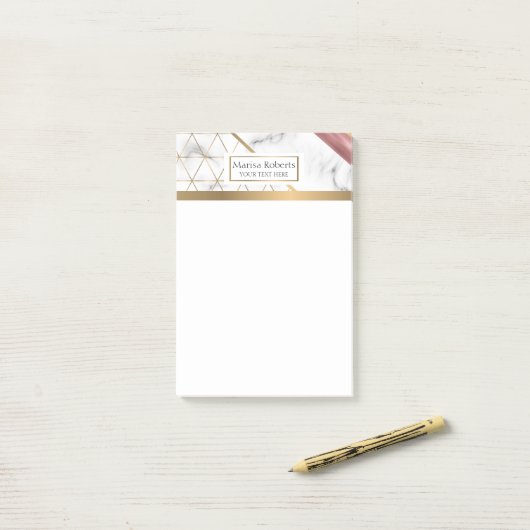 Klassischer Marmor mit Gold und Rose Post-it Klebezettel (Auf Schreibtisch)