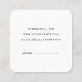 Klassischer Marmorretro-Etikettenband Quadratische Visitenkarte (Rückseite)