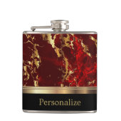 Klassischer Marmorroter Stein mit Golddesign Flachmann (Vorderseite)